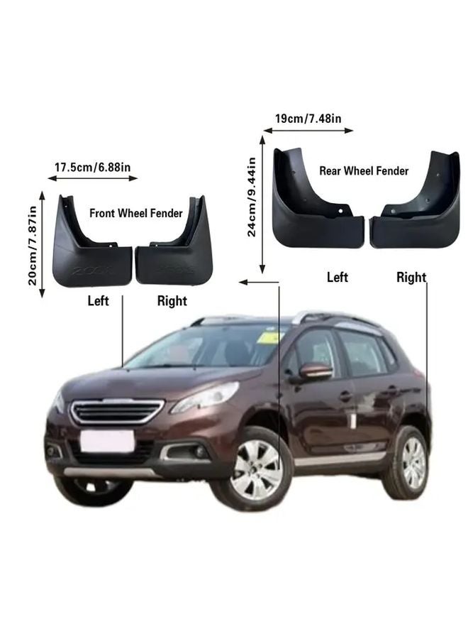 Peugeot 2008 Front Rear Mudguard Clips Set Black 4pcs Plastic - Image 2